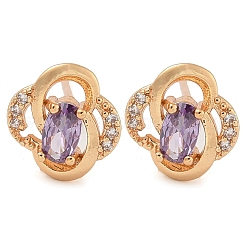 Boucles d'oreilles en laiton plaqué de zircone cubique&nbsp;EJEW-M090-10G