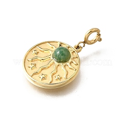 Pendentif décoratif en jade naturel africain en acier inoxydable 304&nbsp;STAS-H202-25G