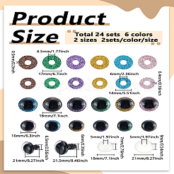 24 Set mit 12 Stilen glitzernden Puppenaugen aus Kunststoff.&nbsp;KY-LP0001-03