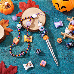 26 pièce 10 styles de perles acryliques irisées arc-en-ciel à placage UV sur le thème d'Halloween&nbsp;PACR-TA0001-16