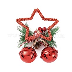 Étoile de Noël en plastique avec décorations à pendentif cloche&nbsp;AJEW-S088-01A