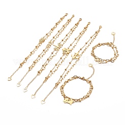 201 bracelets à breloques en acier inoxydable&nbsp;BJEW-H534-01