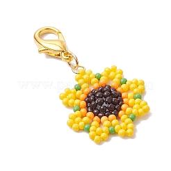 Decorazioni pendenti con perline di semi di girasole in vetro&nbsp;HJEW-MZ00137