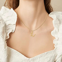 Collier avec pendentif lettre en acier inoxydable 304 et chaîne en laiton 1 pièce&nbsp;NJEW-LP0001-40W-G