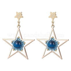 Pendientes colgantes de estrella de ojo de tigre natural&nbsp;EJEW-MZ00356