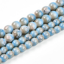 Chapelet de perles en verre baking paint&nbsp;DGLA-N008-10mm-06