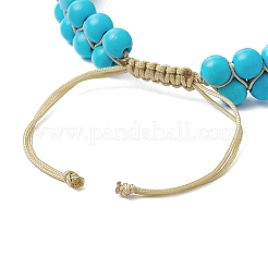 Bracciali di perline intrecciate in turchese sintetico rotondo&nbsp;BJEW-JB11160-01