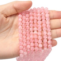 Fili di perle di quarzo rosa del Madagascar naturale di colore rosa&nbsp;G-D654-6mm