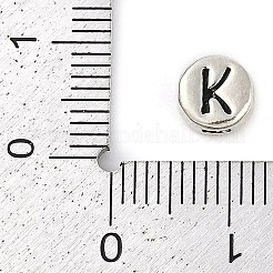 925 abalorio plano redondo de plata de ley con letras&nbsp;LS-STER-G044-01AS-K