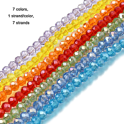 7 Stränge 7 Farben galvanisieren transparente Glasperlenstränge&nbsp;EGLA-FP0001-03
