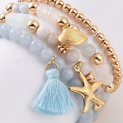 Set di braccialetti elastici con perline in pietre preziose miste naturali e sintetiche da 4 pz&nbsp;BJEW-JB09115