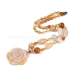 Collares colgantes de flores de jade y topacio natural&nbsp;NJEW-N064-08D