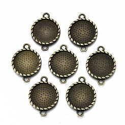 Le impostazioni del connettore cabochon tondo piatto in lega di stile tibetano&nbsp;TIBE-Q038-017A-AB-NR