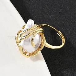 Fingerringe aus ABS-Kunststoff mit Perlen&nbsp;RJEW-L128-01G