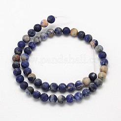 Mattierte runde natürliches Orangen Sodalith Perlen Stränge&nbsp;G-N0166-63-8mm
