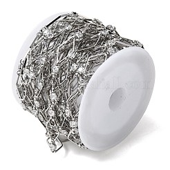Catene a maglie romboidali in ottone pavé di zirconi cubici trasparenti fatte a mano&nbsp;CHC-G027-01P