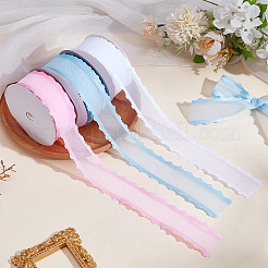 Bordure en dentelle ondulée en polyester translucide de 20 mètre&nbsp;OCOR-WH0101-82C