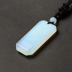 Collier pendentif rectangle opalite avec cordon nylon pour femme&nbsp;NJEW-C001-01A-04