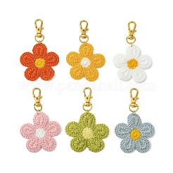 6 pz 6 colori intrecciati fiori decorazioni pendenti in poliestere&nbsp;X-HJEW-JM02889