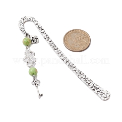 Muttertagsschlüssel und Unendlichkeitsliebe-Herz-Anhänger-Lesezeichen mit natürlicher Mashan-Jade&nbsp;AJEW-JK00259-05