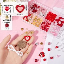 DIY-Sets zum Basteln von Stretch-Armbändern aus Polymer-Ton mit Strass-Perlen zum Thema Valentinstag&nbsp;DIY-SC0028-69