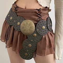 Ceintures corset creuses en cuir PU vintage avec fermoirs en alliage à disque&nbsp;AJEW-WH20070-089A