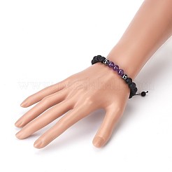 Natürliches Lavastein und nicht magnetische synthetische Hämatitperlen geflochtene Perlenarmbänder&nbsp;BJEW-JB03975-01