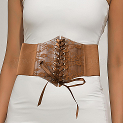 Ceintures larges extensibles en similicuir et dentelle fleurie pour femmes&nbsp;AJEW-WH20020-174A