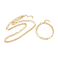 Conjuntos de joyería de pulsera y collar de cadena de eslabones ovalados de acero inoxidable 304&nbsp;SJEW-L199-03G