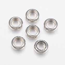 304 Stainless Steel Spacer Beads, Flat Round, Stainless Steel Color, 6x2.5mm, Hole: 4mm