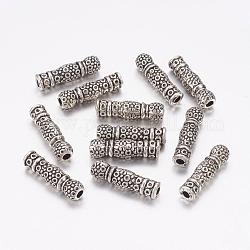 Stile tibetano perline tubo in lega, cadmio & nichel &piombo libero, tubo, argento antico, circa 6.2 mm di larghezza, 22.5 mm di lunghezza, Foro: 3 mm