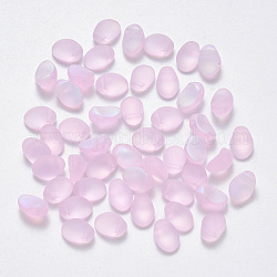 Breloques en verre peint par pulvérisation transparente, avec de la poudre de paillettes, ovale, perle rose, 8.5x6x4.5mm, Trou: 1mm