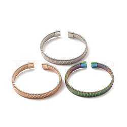 304 Stainless Steel Flat Snake Chains Shape Open Cuff Bangle for Women, Mixed Color, Inner Diameter: 2-1/2x2 inch(6.2x5cm)