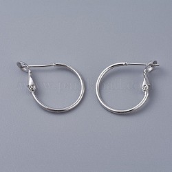 Латунные серьги обруча, кольцо, платина, 20x1.5 мм, штифты : 0.6 мм