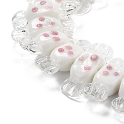 Manuell Murano Glas Perlen, holperig, Süßigkeiten mit Fleck, Rauch weiss, 26~29x9x7.5~8 mm, Bohrung: 1 mm