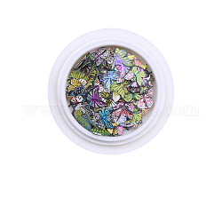 Shining Paper Cabochons, Metal Enlaced, Nail Art Studs, Nail Art Decorations Accessories, Butterfly, Mixed Color, 5.5~6.5x6~7x0.1mm, 50pcs/box