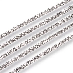304 Stainless Steel Wheat Chains, Foxtail Chain, Unwelded, Stainless Steel Color, 3mm