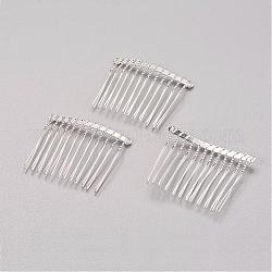 Iron Hair Comb, Silver Color Plated, about 37mm wide, 49mm long