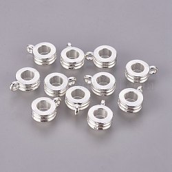 Zinc Alloy European Hanger, Cadmium Free & Lead Free, Column, Silver Color Plated, Size: about 9mm in diameter, 12mm long, 4mm thick, hole: 2mm, inner diameter: 5mm