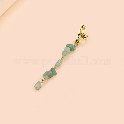 Dreadlocks-Perlen aus Legierung, Grüner Aventurin-Flechthaaranhänger, Dekorationsclips, 85x10 mm