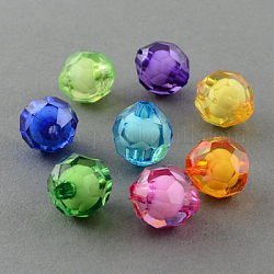 Perles en acrylique transparente, Perle en bourrelet, facette, ronde, couleur mixte, 11mm, Trou: 2mm, environ 650 pcs/500 g