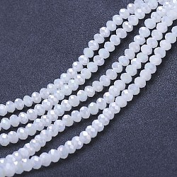 FilI di perline in vetro placcato, perle di imitazione giada, ab colore placcato, sfaccettato, rondelle, neve, 6x5mm, Foro: 1 mm, circa 92~94pcs/filo, 17~17.5 pollice (42.5~43.75 cm)
