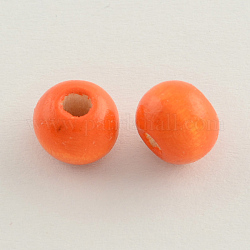 染色天然木ビーズ  ラウンド  無鉛の  ダークオレンジ  5x3mm  穴：1.5mm  約40000個/1000g