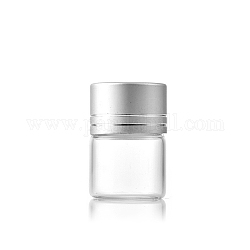 Klarglasflaschen Wulst Container, Perlenaufbewahrungsröhrchen mit Schraubverschluss und Aluminiumkappe, Kolumne, Silber, 2.2x3 cm, Kapazität: 5 ml (0.17 fl. oz)