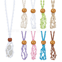 Pandahall Elite, 9 шт., 9 цвета, плетеные хлопковые нити, шнуры, макраме, мешочек, ожерелье, изготовление, регулируемые деревянные бусины сменные каменные ожерелья, разноцветные, 40-1/2 дюйм (103 см), 1 шт / цвет