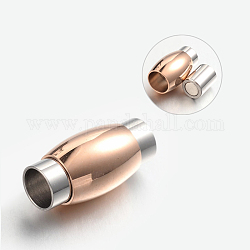 304 fermoirs magnétiques en acier inoxydable avec emembouts à coller, ovale, or et la couleur de l'acier inoxydable rose, 20x10mm, Trou: 6mm