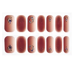 Full Cover Nombre Nail Stickers, Self-Adhesive, for Nail Tips Decorations, Brown, 24x8mm, 14pcs/sheet