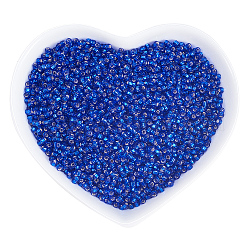Ornaland 12/0 Transparent Glass Seed Beads, Grade A, Silver Lined Round Hole, Round, Midnight Blue, 2x1.5mm, Hole: 0.3mm, about 11200pcs/bag