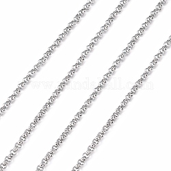 304 Stainless Steel Rolo Chains, Belcher Chain, with Spool, Unwelded, Stainless Steel Color, 2x0.8mm, about 82.02 Feet(25m)/roll