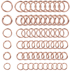 Sunnyclue 720 piezas 6 estilos 304 anillos de salto de acero inoxidable, anillos del salto abiertos, oro rosa, calibre 26 ~ calibre 21, 3~6x0.4~0.7mm, 120 piezas / style